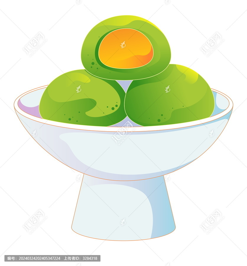矢量描邊國風(fēng)青團(tuán)插畫