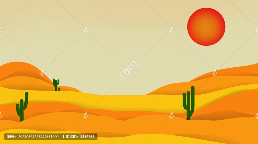 手繪沙漠日落黃昏背景