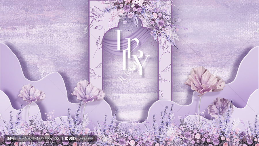 紫色婚礼效果图LED大屏图片