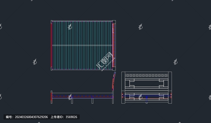 实木家具床环境设计DWG