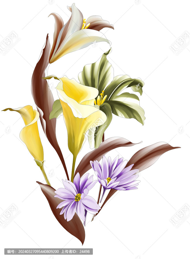 手繪牡丹花