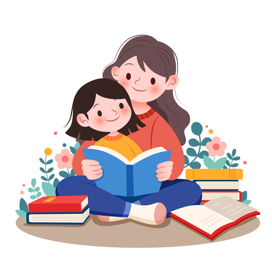 孩子和媽媽一起看書親子閱讀