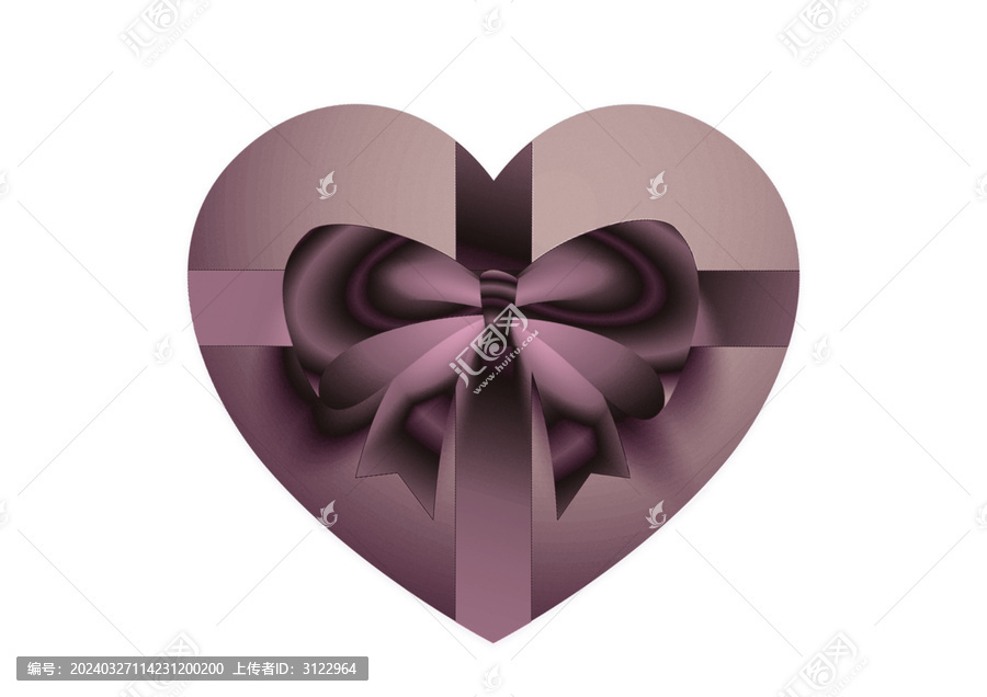 紫色心形礼盒元素