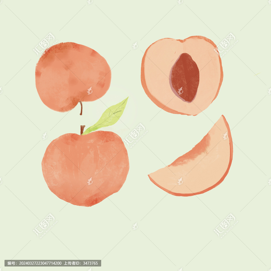 桃子花紋插畫
