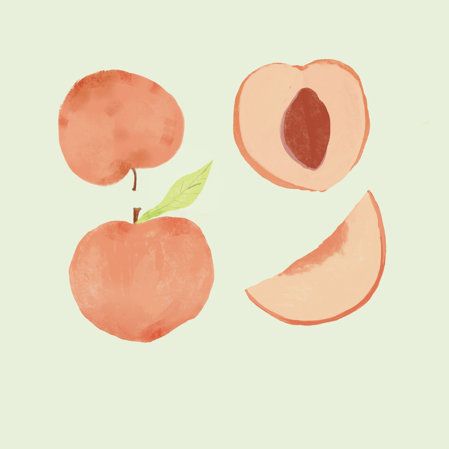 桃子花紋插畫