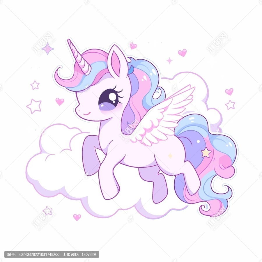 夢幻獨角獸插畫圖案