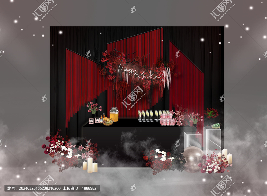 紅黑婚禮簽到區(qū)