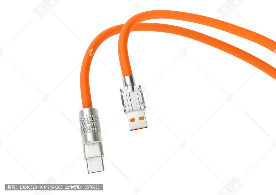 USB橙色数据线充电线产品图