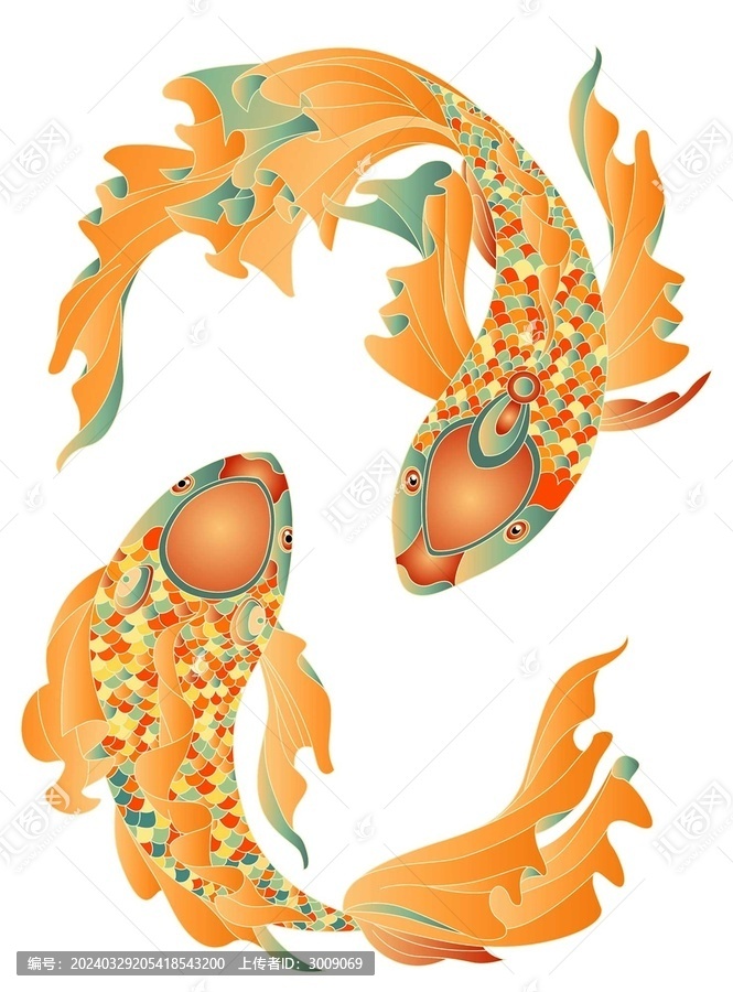 鯉魚國風(fēng)插畫