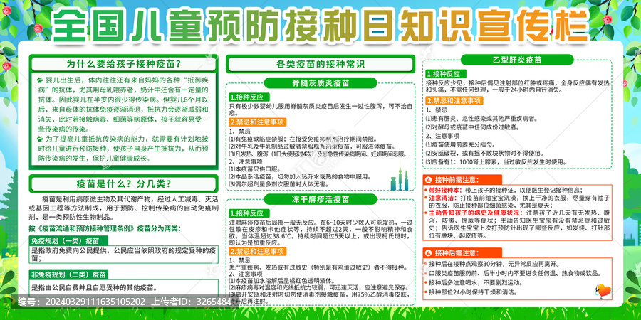 兒童預(yù)防接種宣傳日宣傳欄