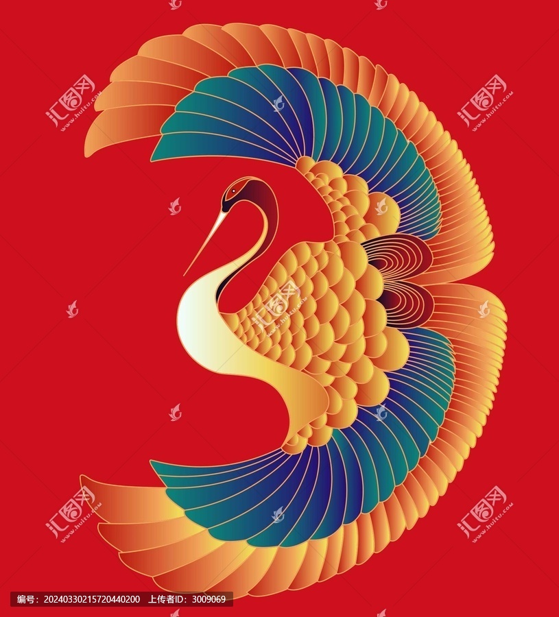 仙鶴插畫(huà)素材