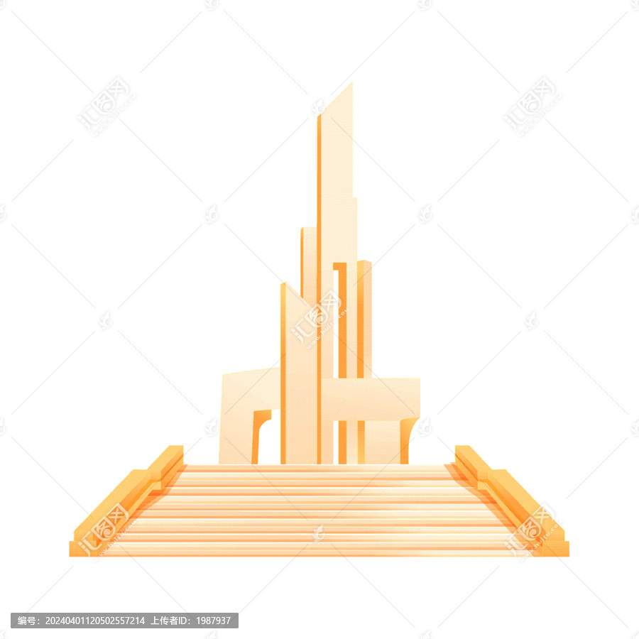 國潮風(fēng)建筑石家莊解放紀(jì)念碑插畫
