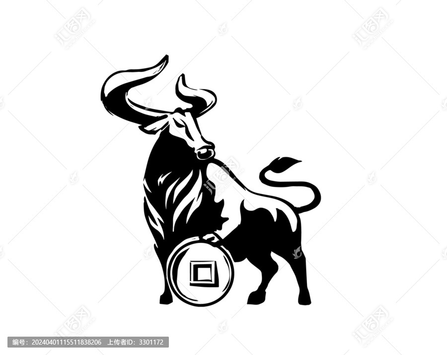 矢量logo金融錢幣牛IP