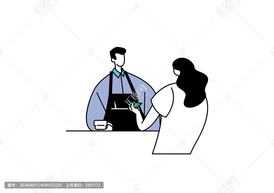 插畫(huà)人物買(mǎi)單矢量素材
