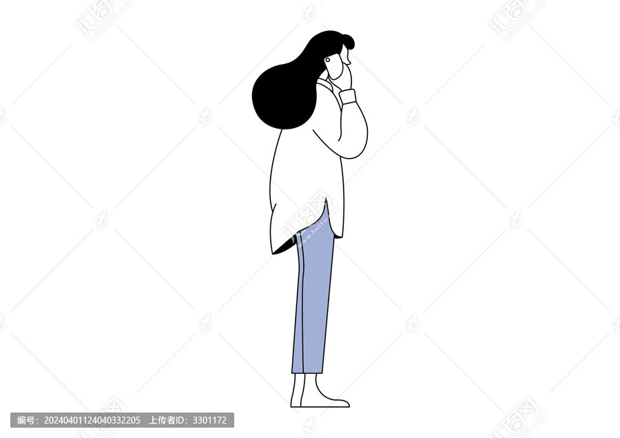插畫人物站著打電話的女人矢量