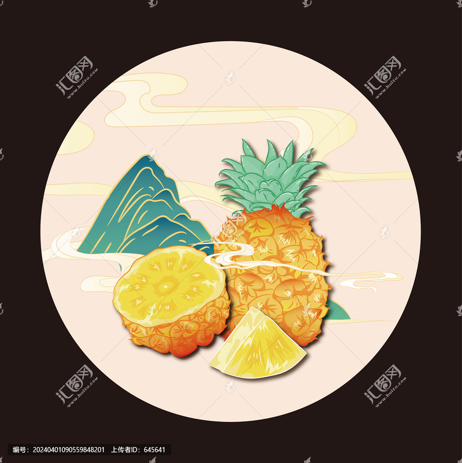 手繪菠蘿插畫
