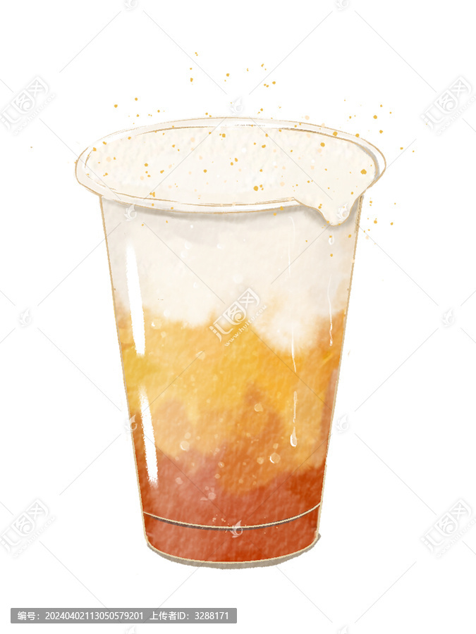 手繪扁平風奶油海鹽奶蓋奶茶插畫