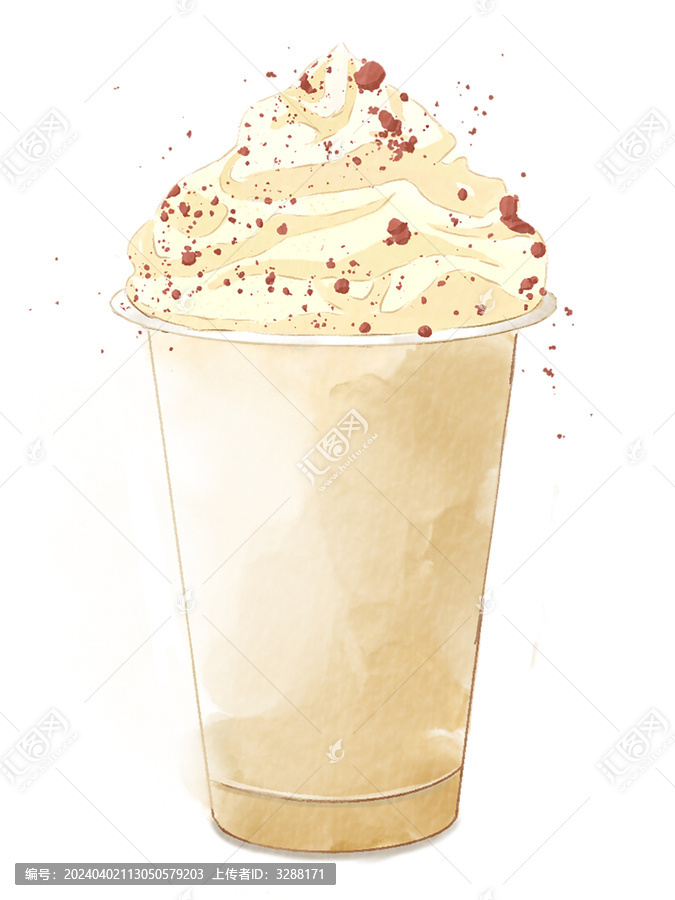 手繪扁平風(fēng)雪頂奶油奶茶插畫