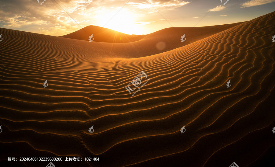 夕阳下的腾格里沙漠