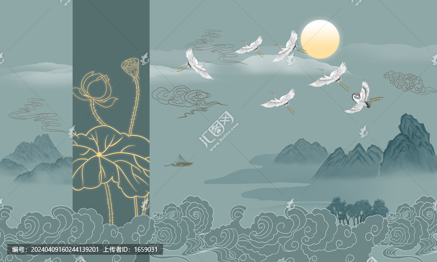 國(guó)潮祥云山水畫(huà)