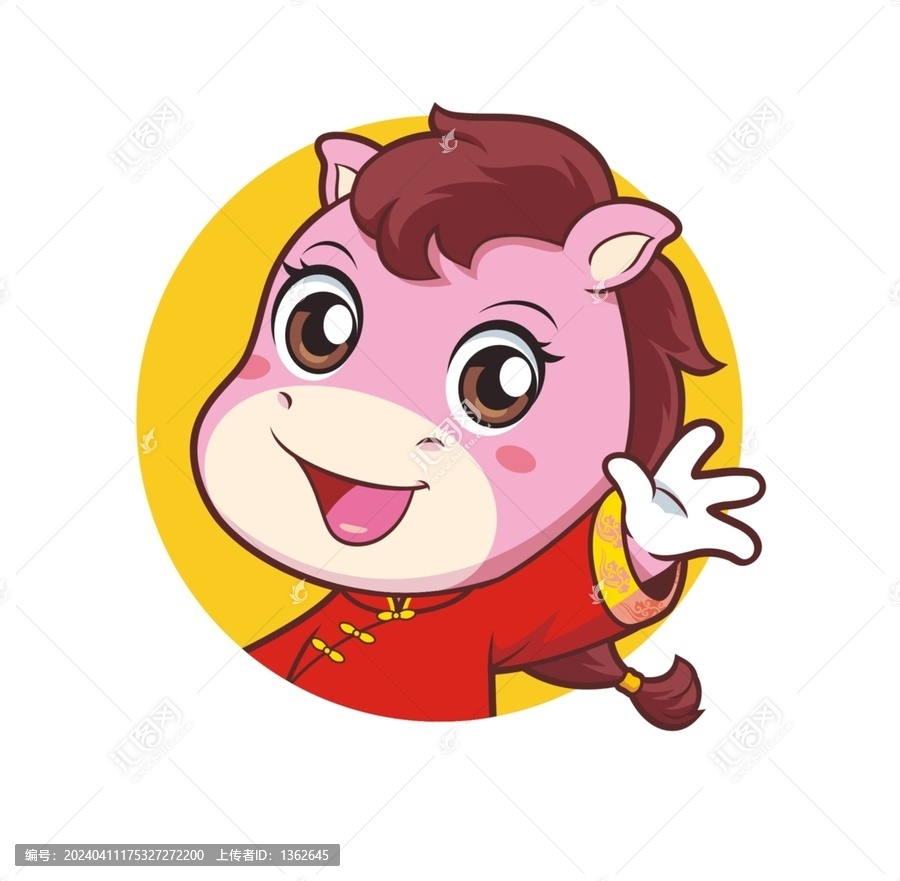 卡通可愛女裝馬小妹頭像矢量圖