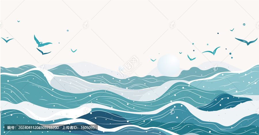 矢量海浪浪花