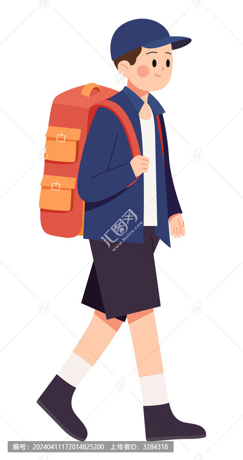 背包旅游扁平風(fēng)人物插畫