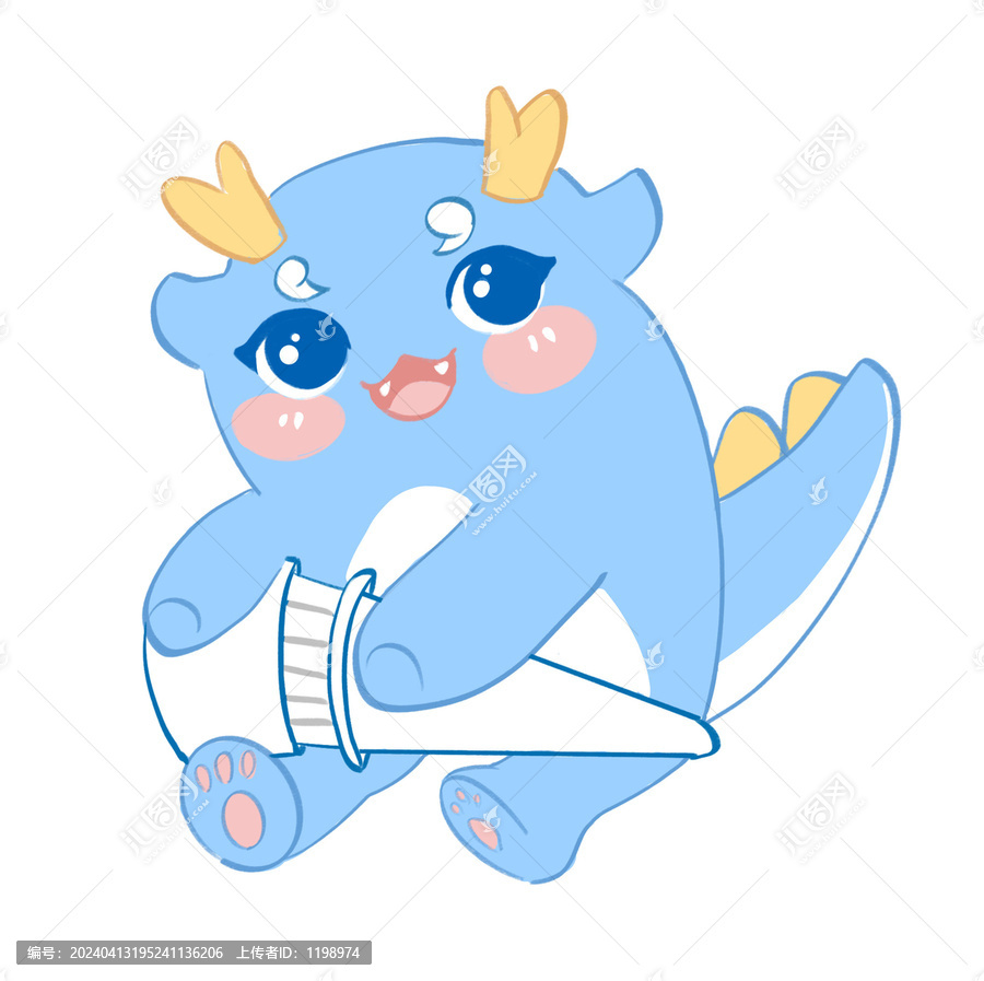 小藍恐龍坐姿