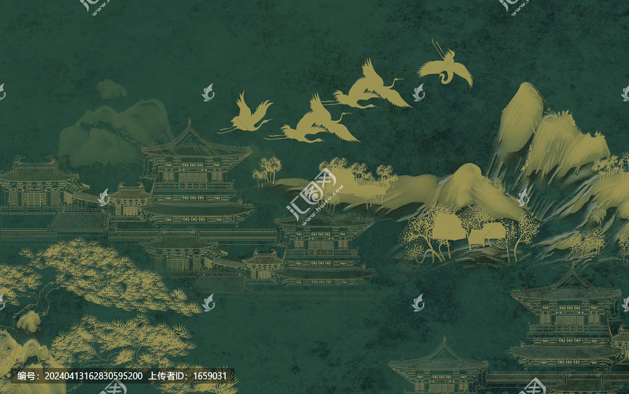 線描山水精雕肌理壁畫(huà)
