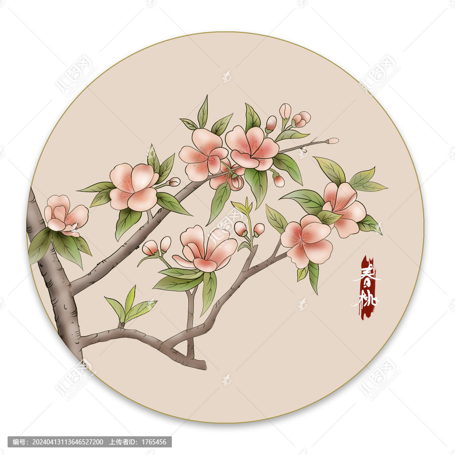 圓形小品桃花