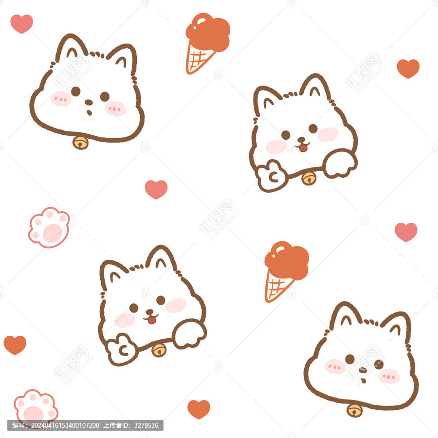 卡通小狗印花動物簡筆畫圖案