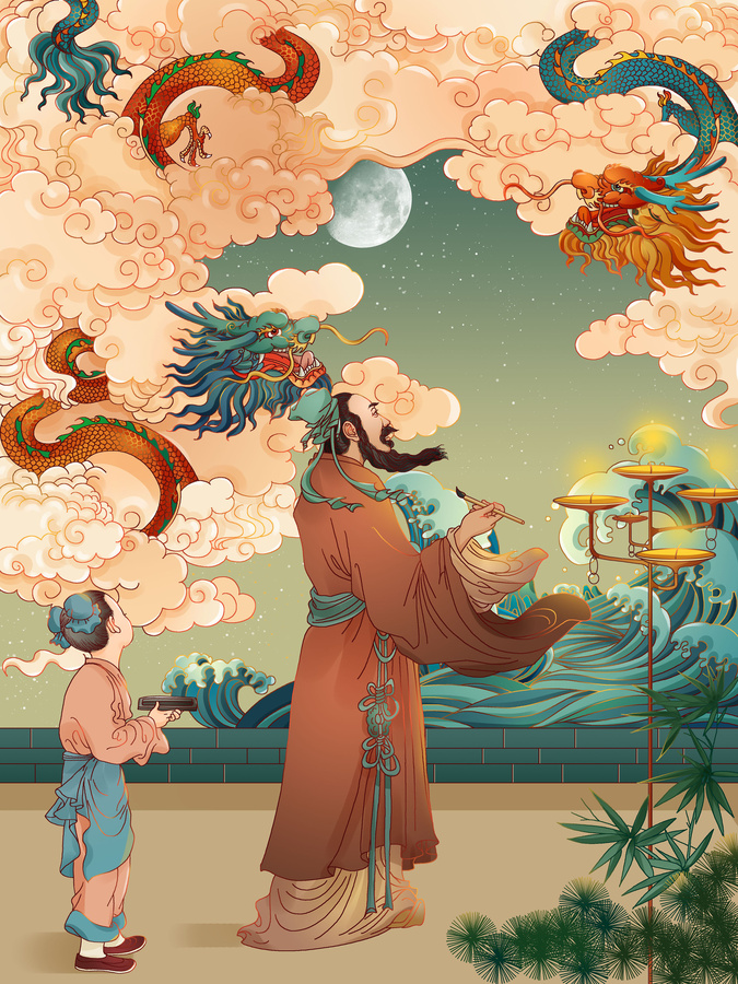 古風(fēng)國潮成語故事系列畫龍點睛