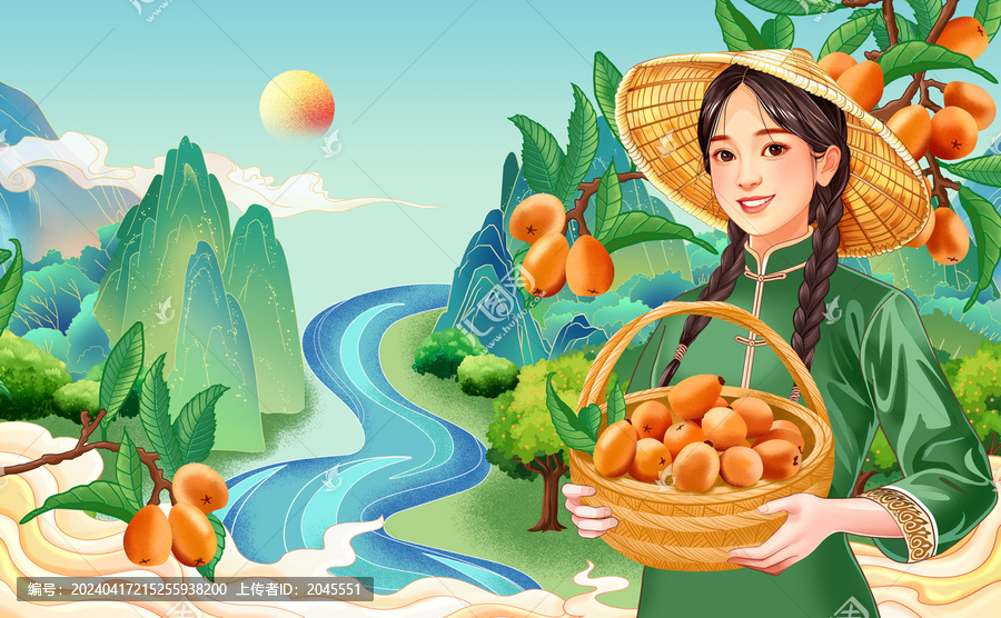 枇杷國(guó)潮手繪禮品包裝盒