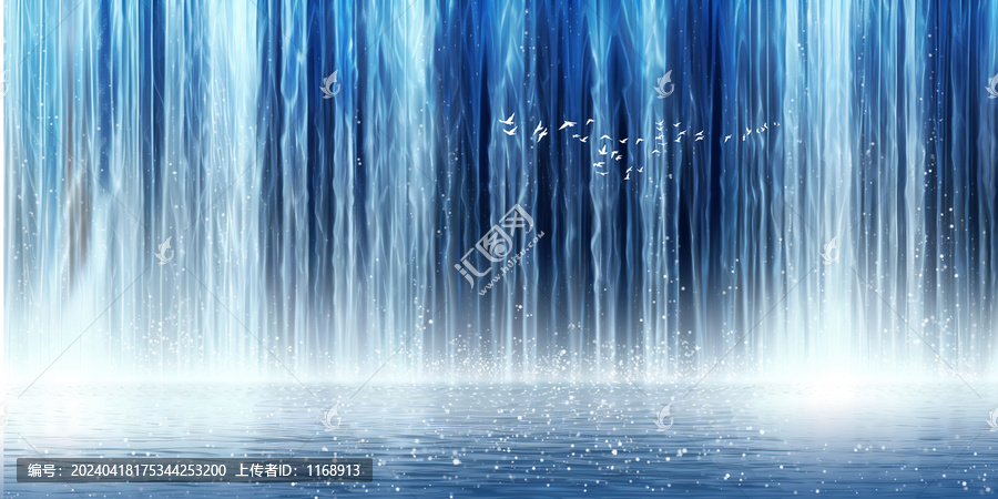唯美發(fā)財瀑布背景墻