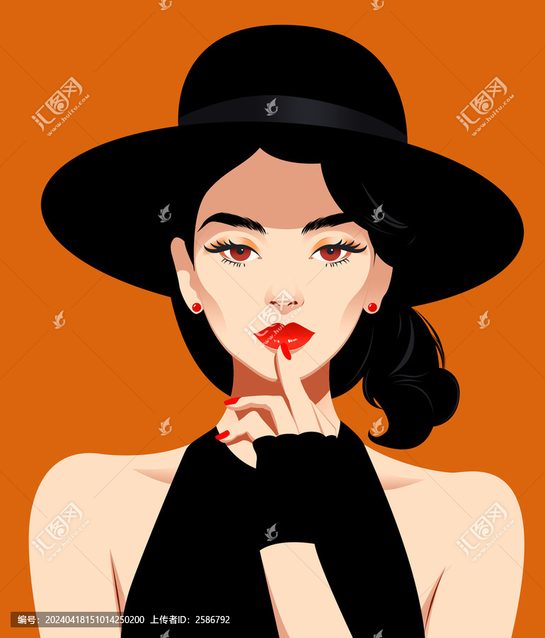 時尚女性扁平裝飾畫