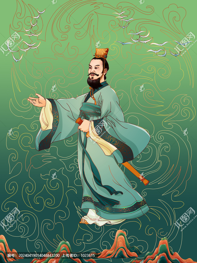端午古代人物屈原古風插畫