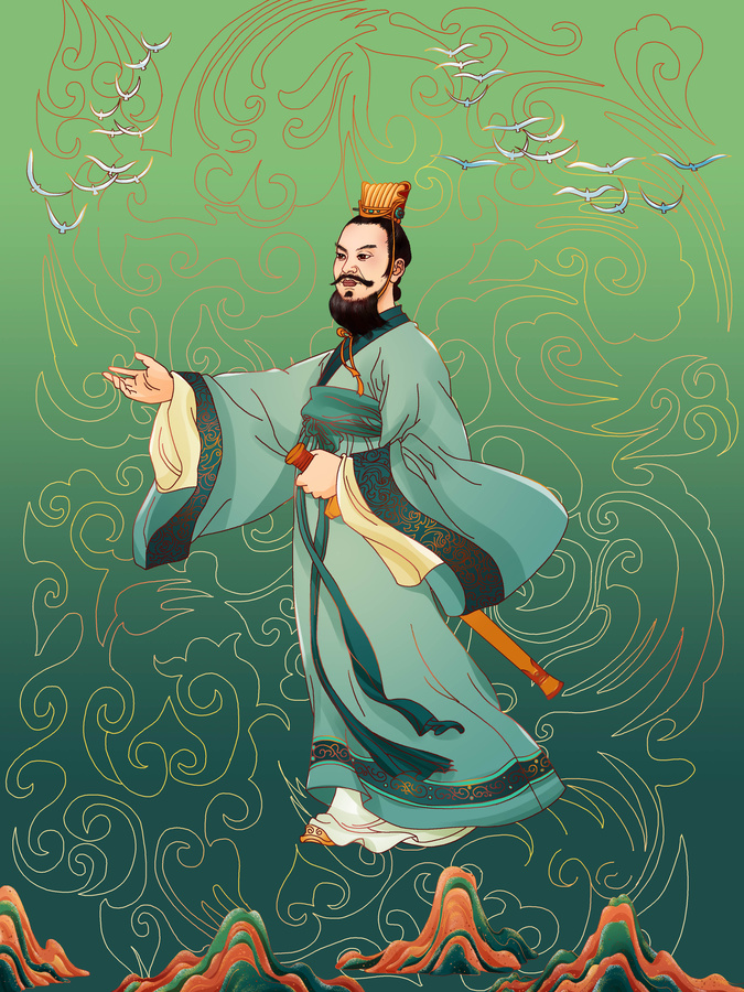 端午古代人物屈原古風插畫