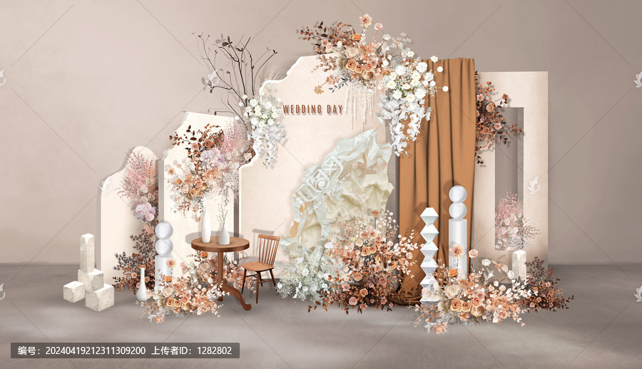 侘寂風(fēng)婚禮迎賓區(qū)布?；槎Y石膏