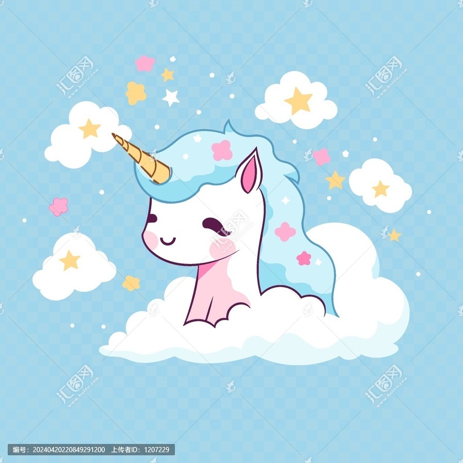 可愛(ài)獨(dú)角獸印花圖案矢量