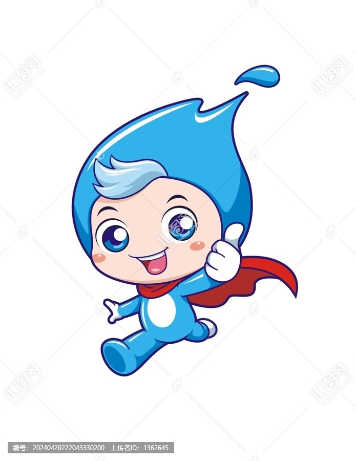 卡通可愛水精靈形象矢量圖