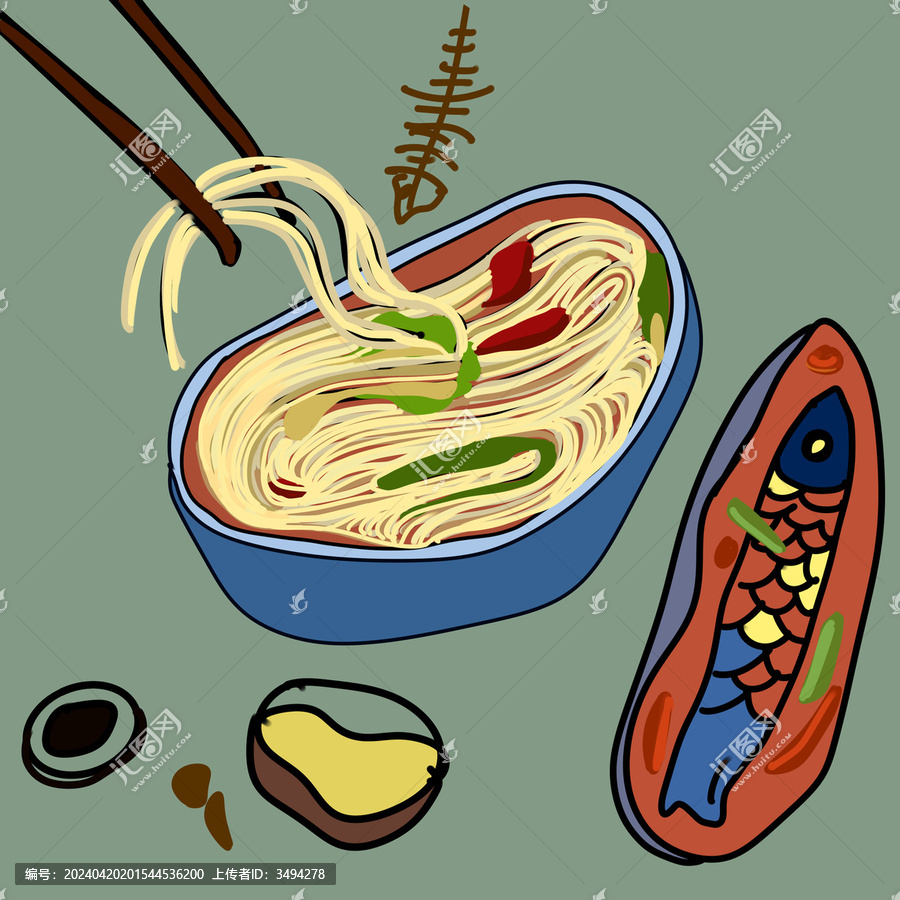 吃面插畫