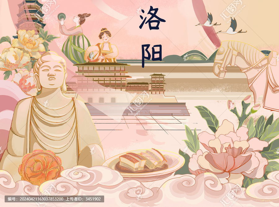 洛陽城市插畫