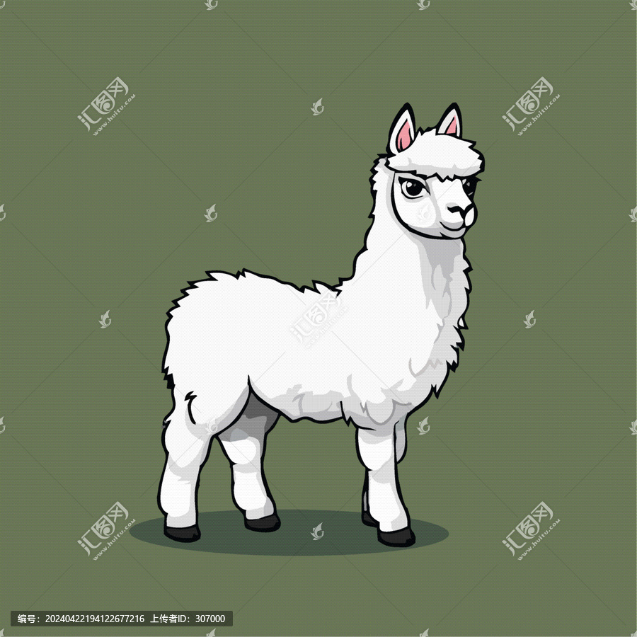 一只可愛的小羊動(dòng)物Q版卡通插畫