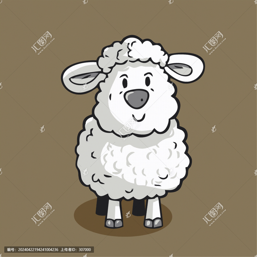 一只可愛的小羊動物Q版卡通插畫