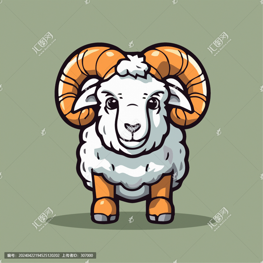 一只可愛的小羊動物Q版卡通插畫
