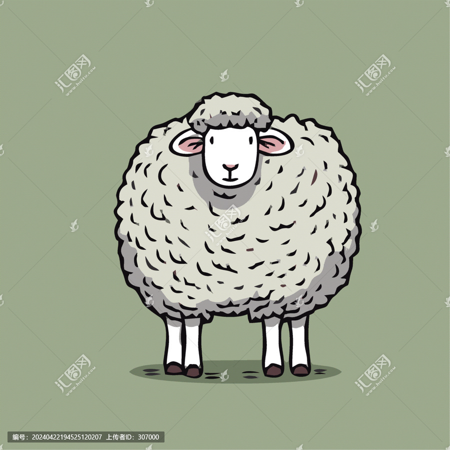 一只可愛的小羊動物Q版卡通插畫