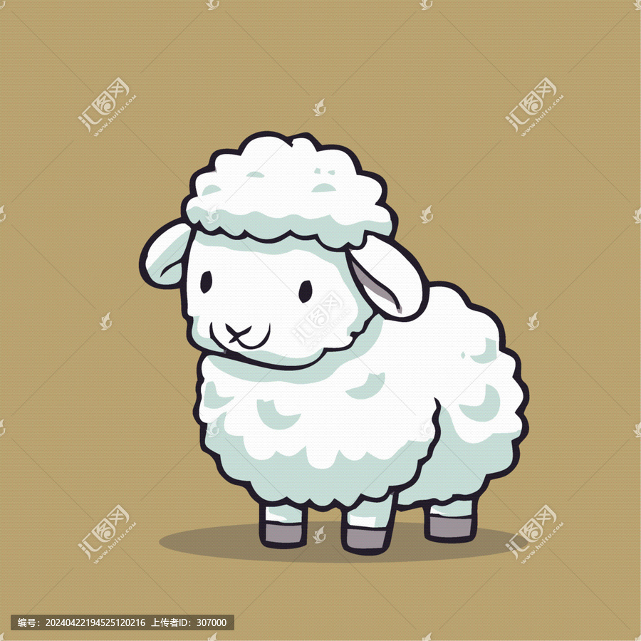 一只可愛的小羊動物Q版卡通插畫