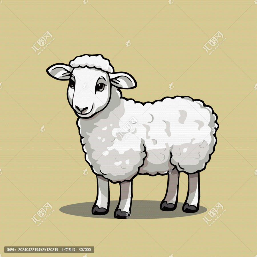 一只可愛的小羊動物Q版卡通插畫