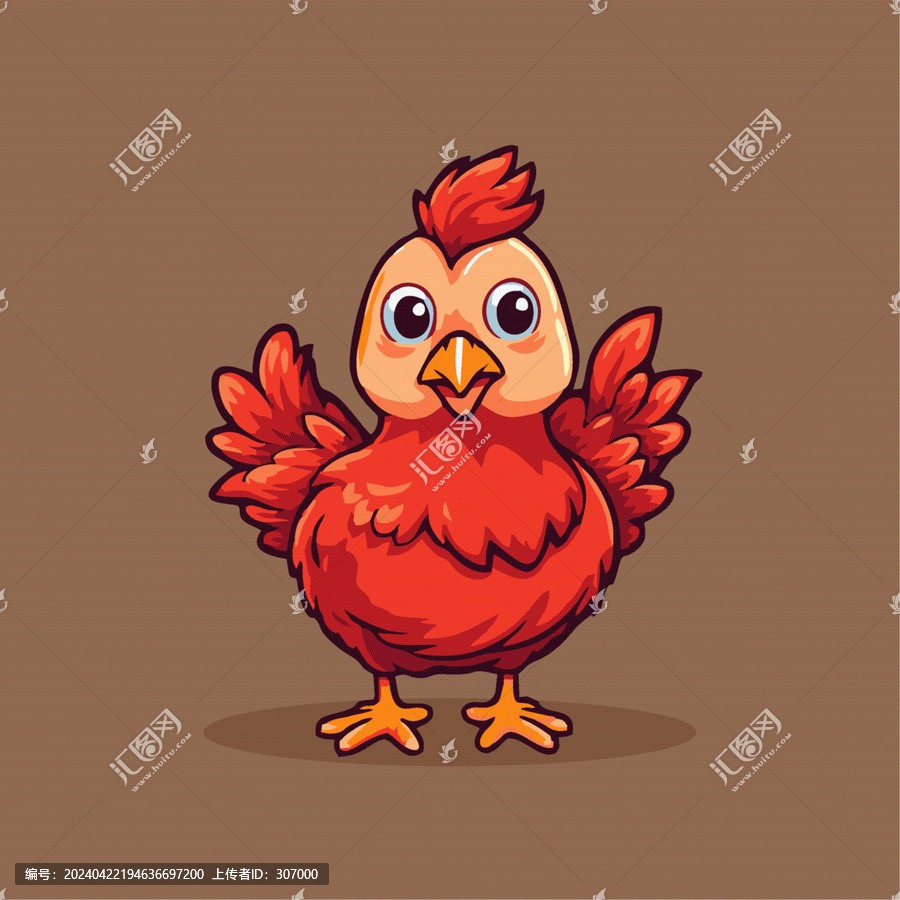 一只可愛的小雞動物Q版卡通插畫