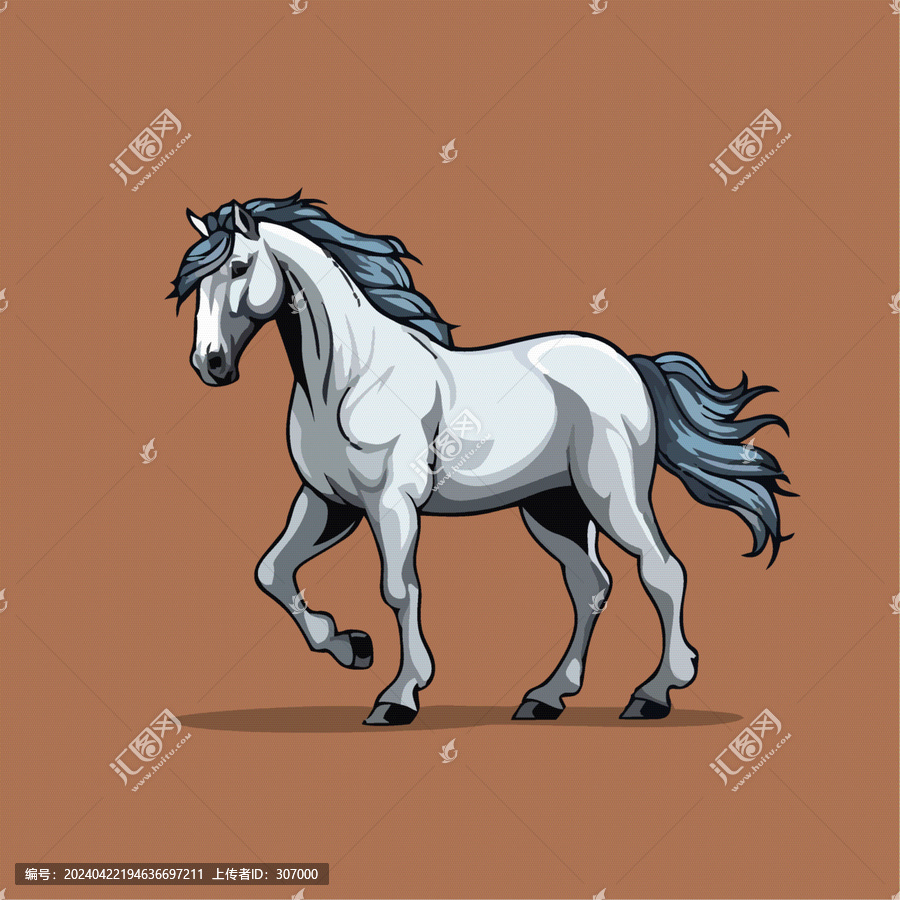 一只可愛的小馬動(dòng)物Q版卡通插畫